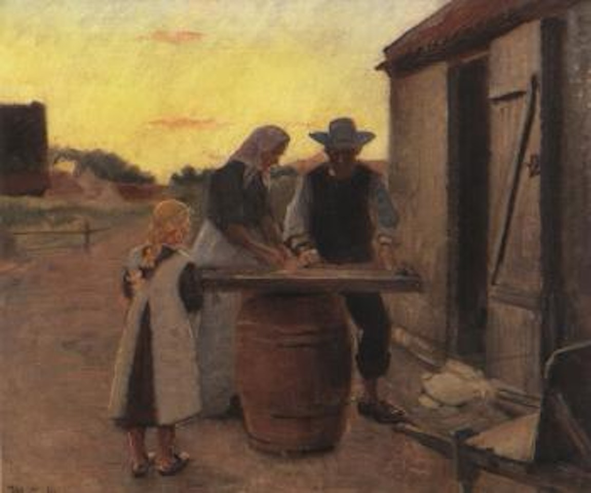 Fisher family at sunset by Michael Ancher