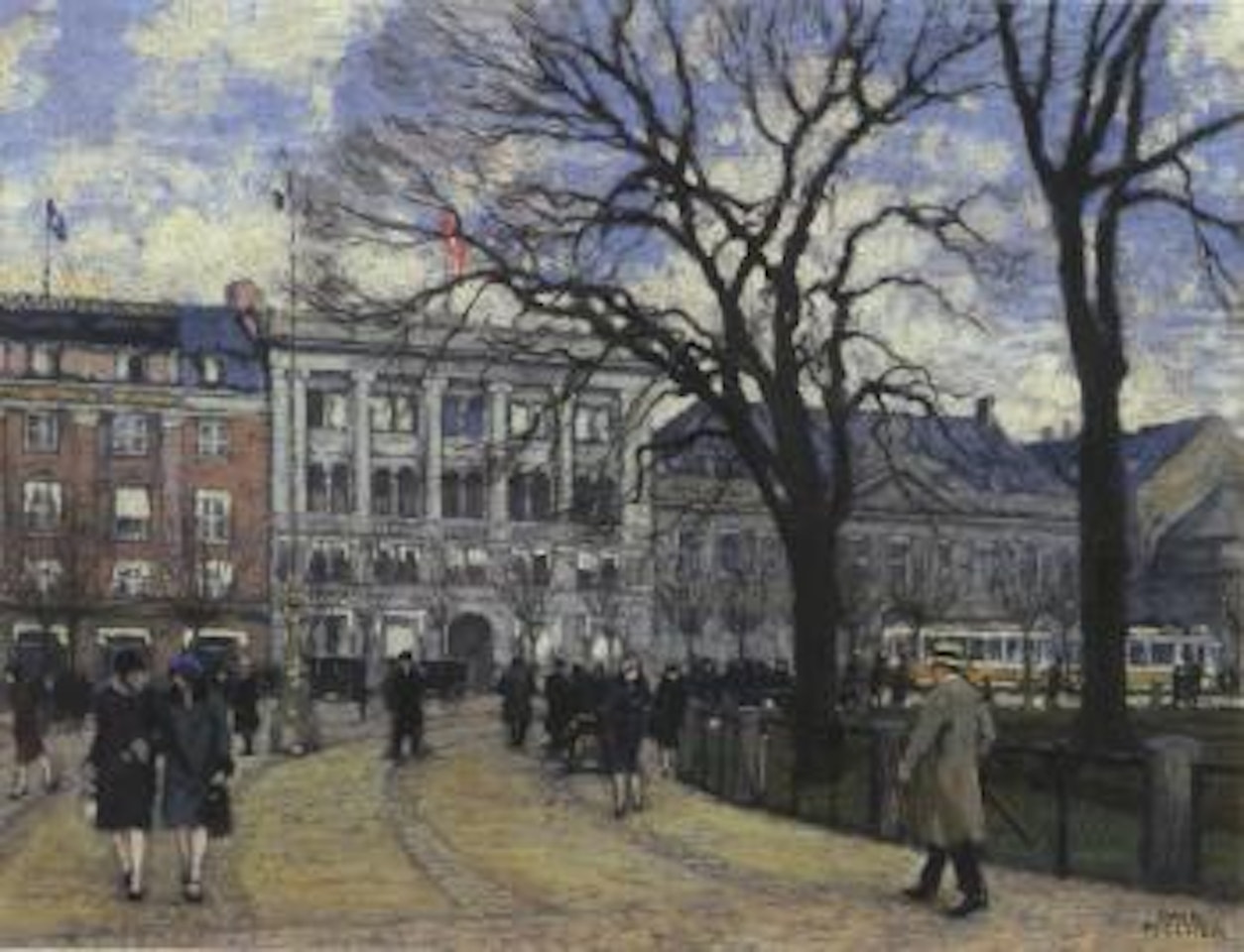 Many figures at Kongen's Nytorv by Paul Fischer