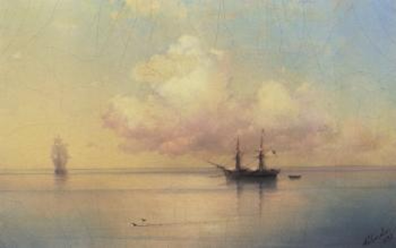 Seascape with sailing ship in a calm by Ivan Konstantinovich Aivazovsky