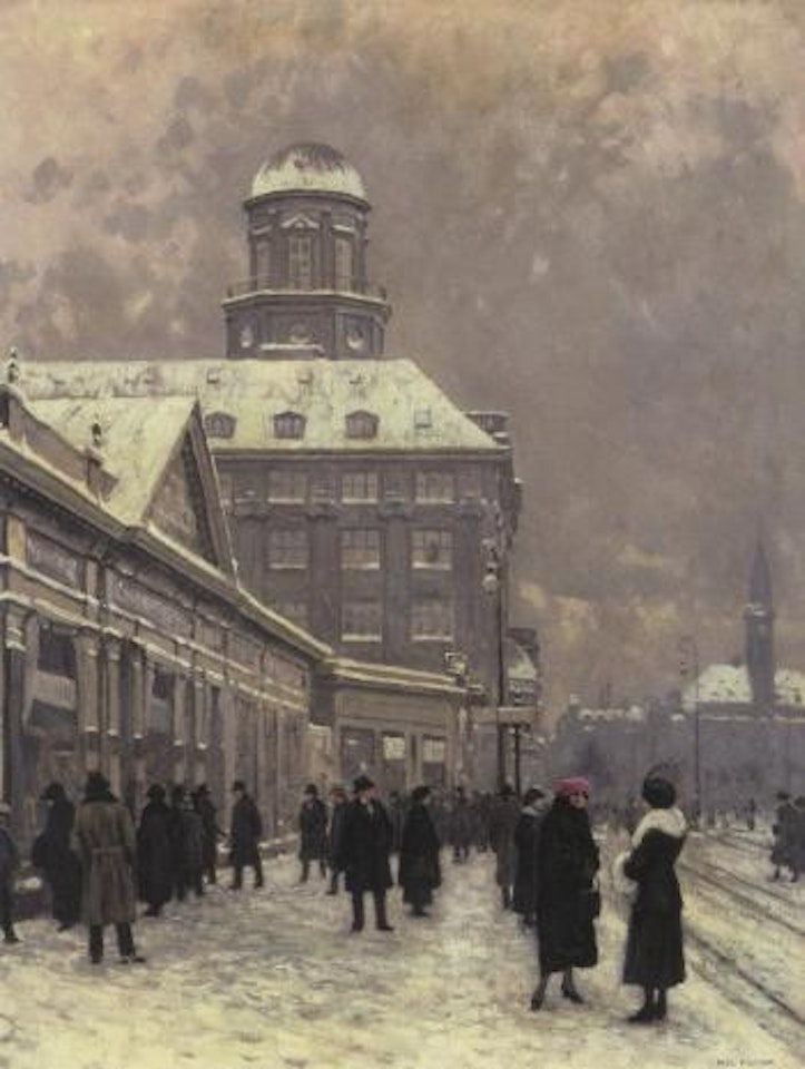Winter's day at Vesterbrogade with ladies chatting by Paul Fischer