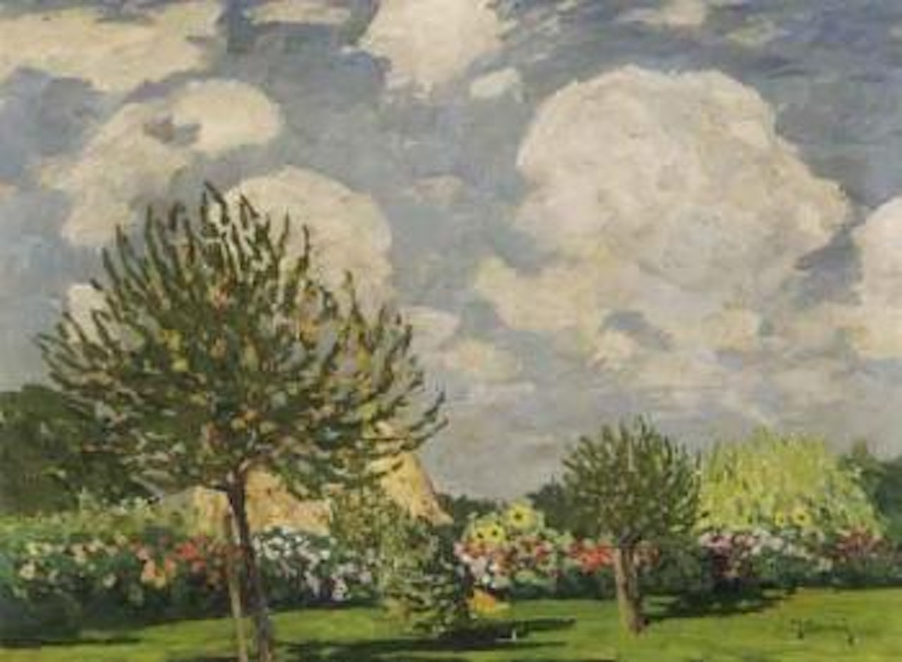 Summer garden with sunflowers by Max Clarenbach