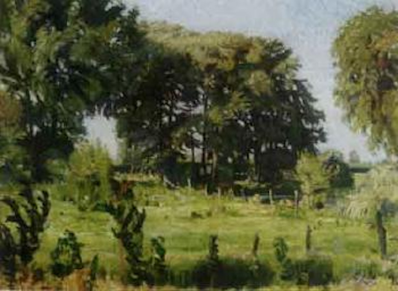 Stream in summer wood and meadow by Max Clarenbach