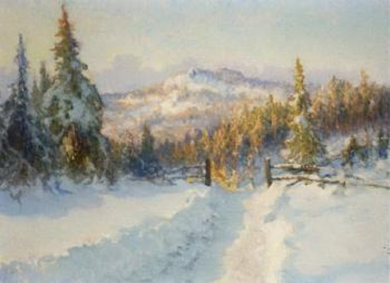 Winter landscape in sunshine by Anshelm Schultzberg
