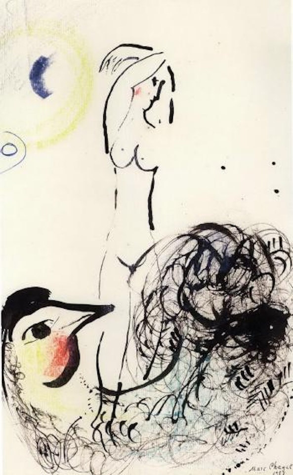 Nu sur coq by Marc Chagall