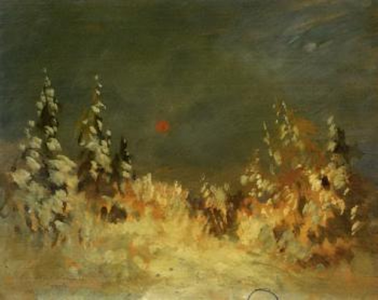 Landscape with snow covered trees by Konstantin Alekseevich Korovin
