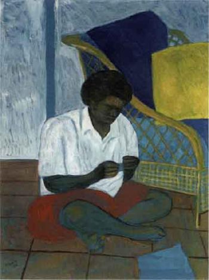 Woman cutting stencil, Vatulele by Ray Austin Crooke