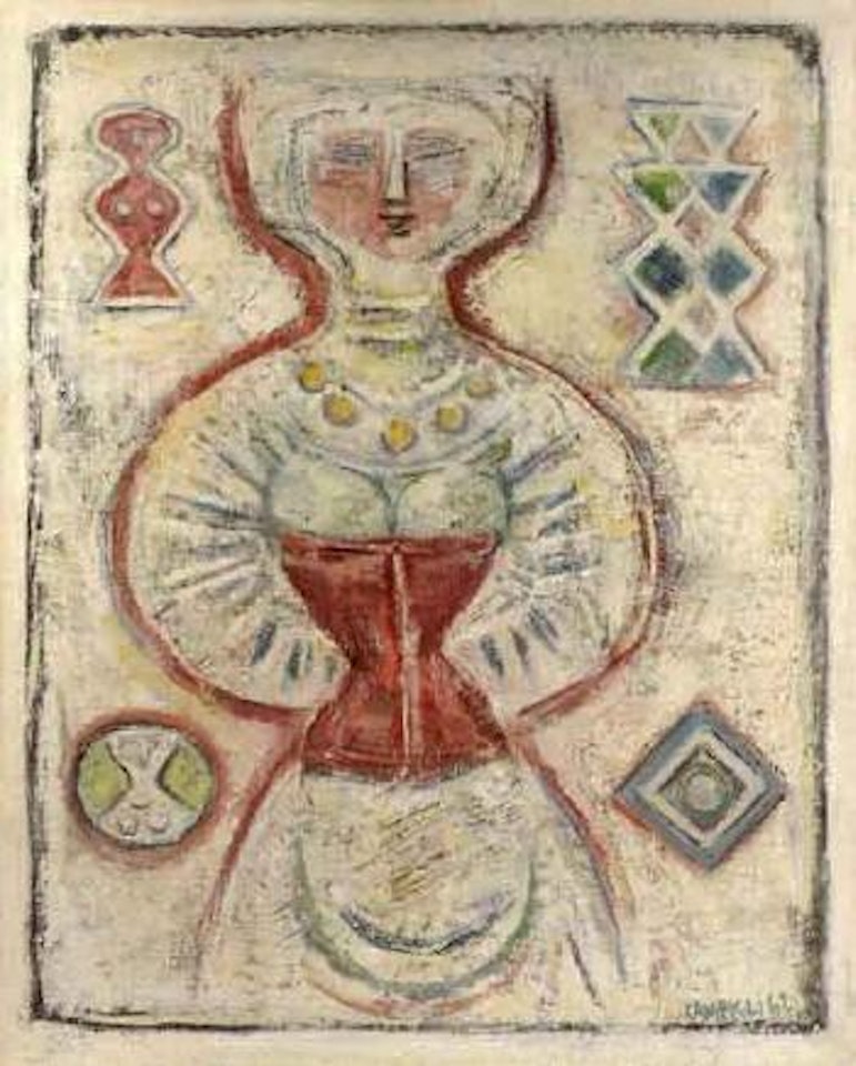Idole au corsage rouge by Massimo Campigli