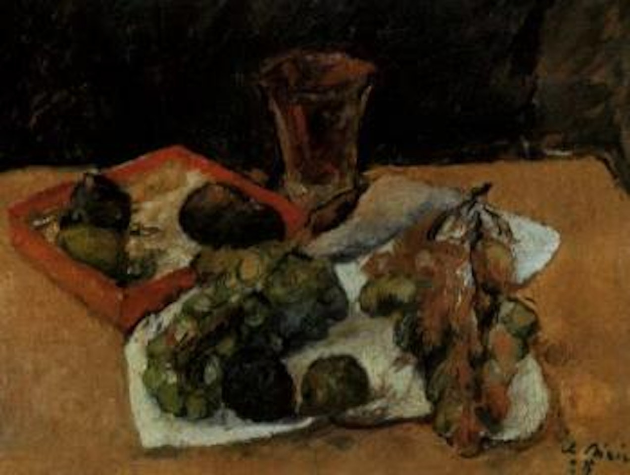 Still life with grapes and figs by Filippo de Pisis