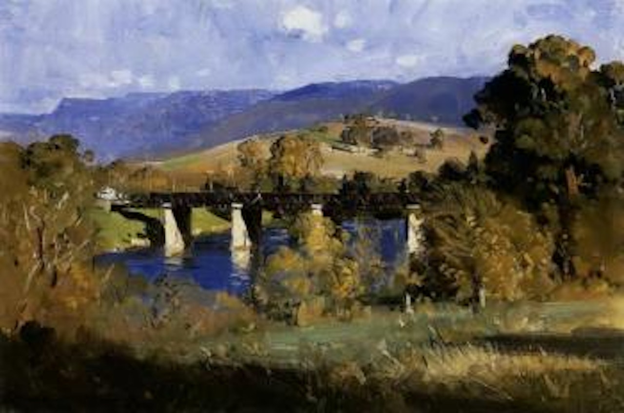 Railway bridge over the Derwent by Arthur Ernest Streeton