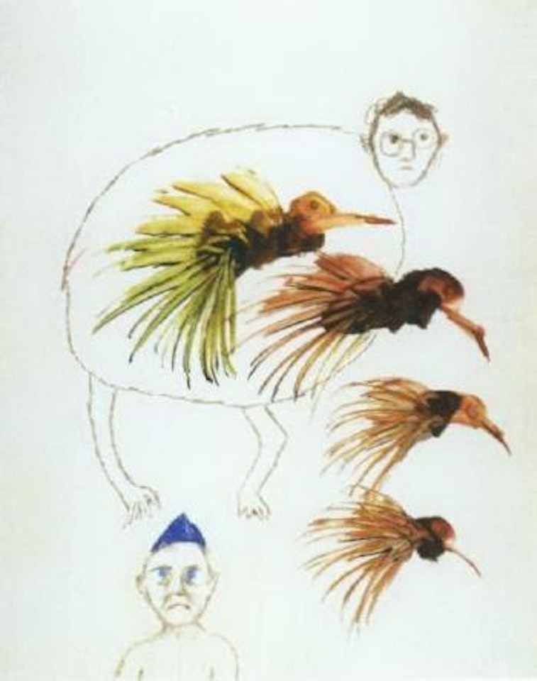 Nightmare and four humming birds by Sidney Nolan
