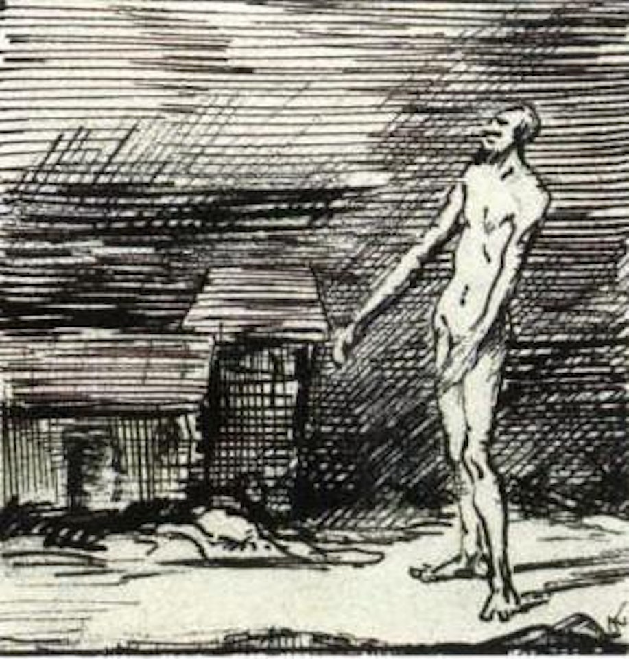 In front of plain nude by Alfred Kubin