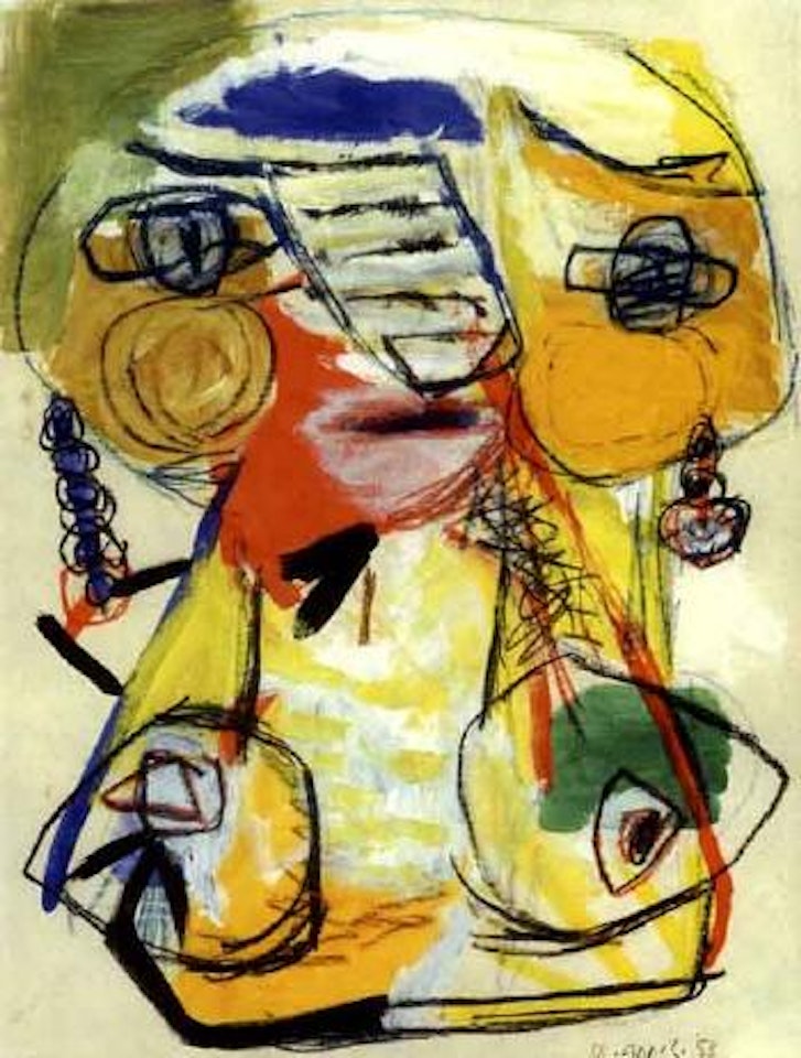 Figuur mit oorbellen by Karel Appel