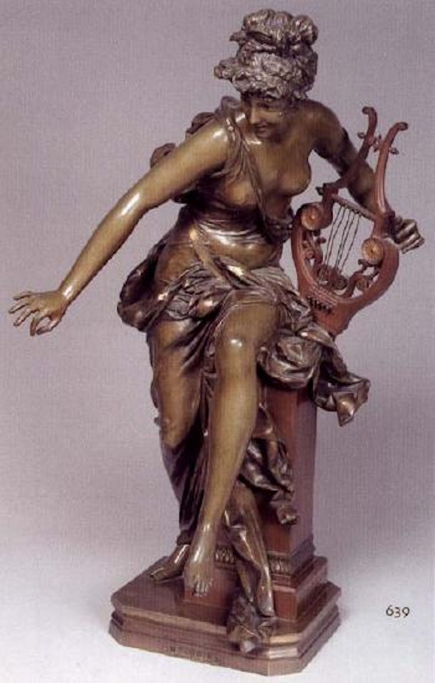 Melodie, muse assise tenant une lyre by Albert-Ernest Carrier-Belleuse