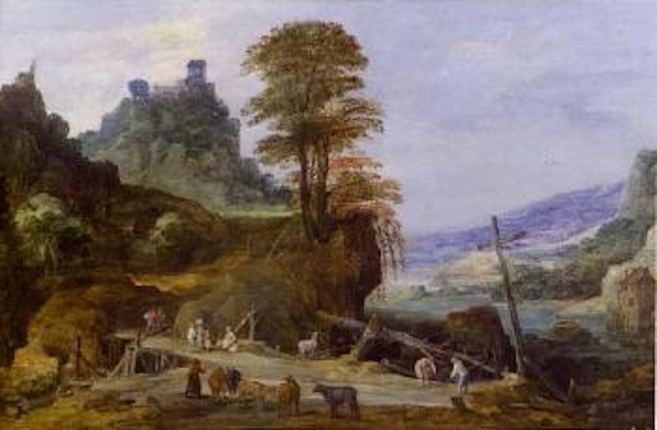 Voyageurs, bergers et betails dans un paysage montagneux by Jan Brueghel by Joos de Momper the Younger