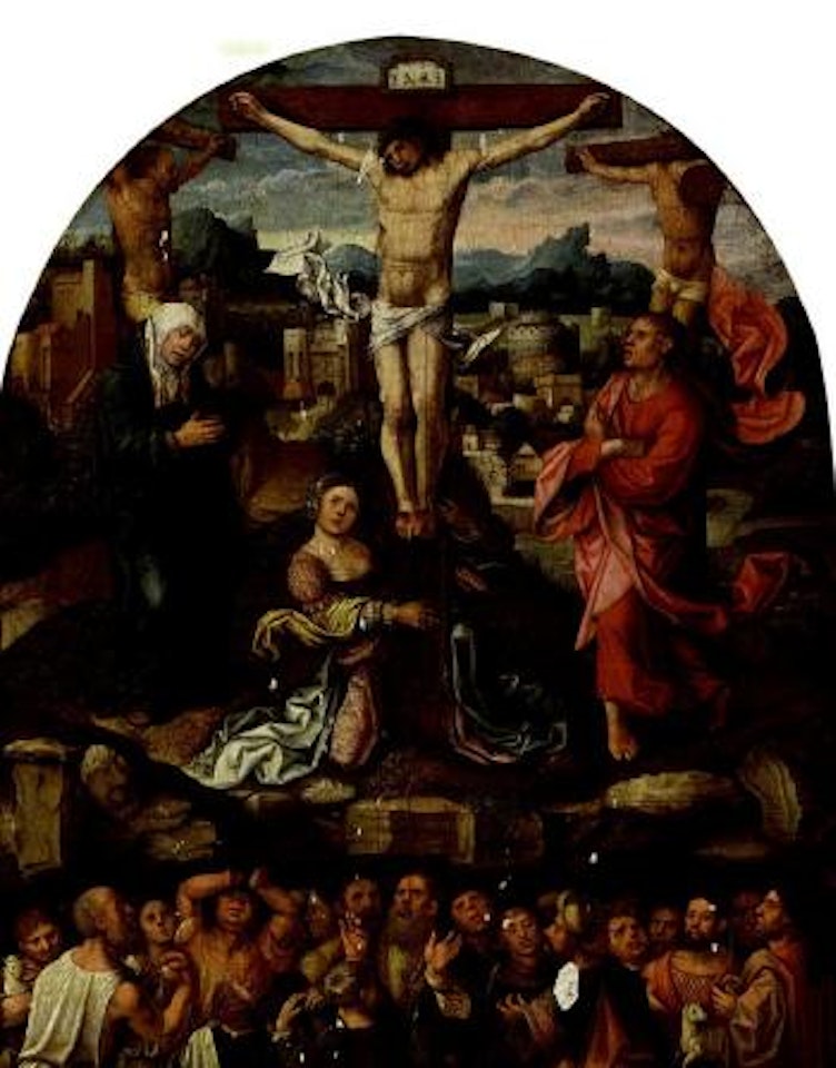 Christ on the cross with the Virgin Mary Magdalene and other figures by Netherlandish School