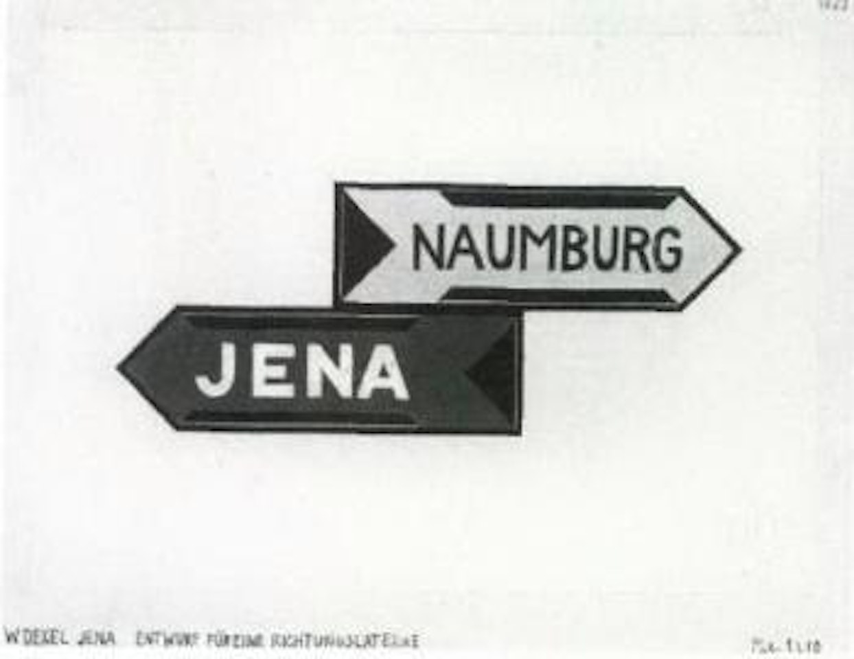 Sketch for signpost: Naumberg - Jena by Walter Dexel