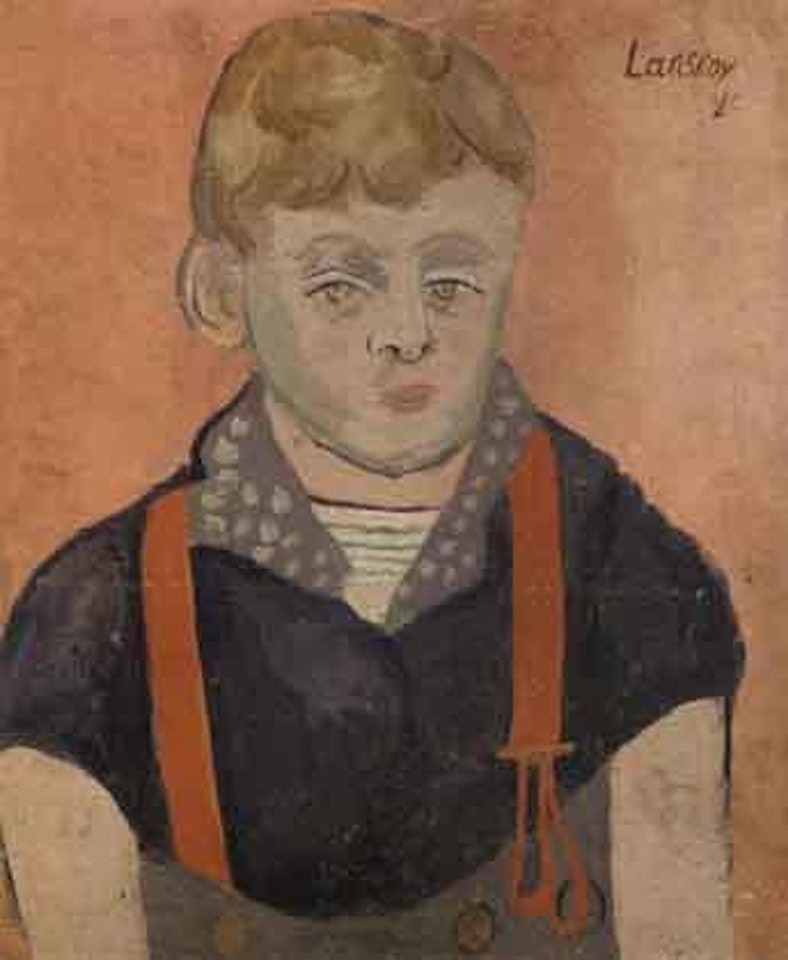 Boy wearing red braces by André Lanskoy
