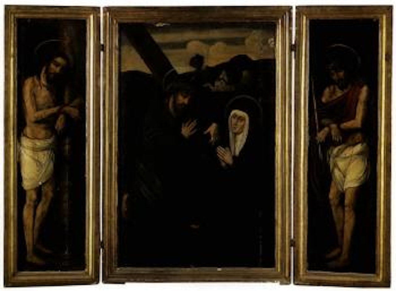Portement de Croix. Christ a l acolonne. Christ au roseau by Spanish School