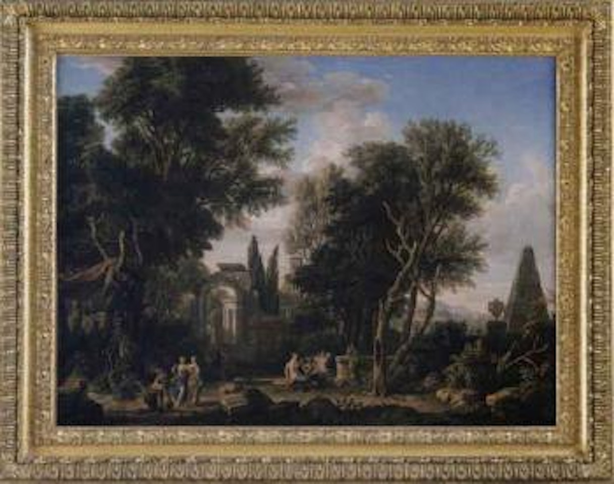 Wooded landscape with classical ruins by Isaac de Moucheron
