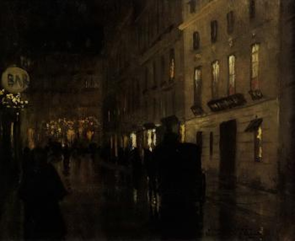 La rue de Caumartin a Paris, la nuit by Fritz Thaulow