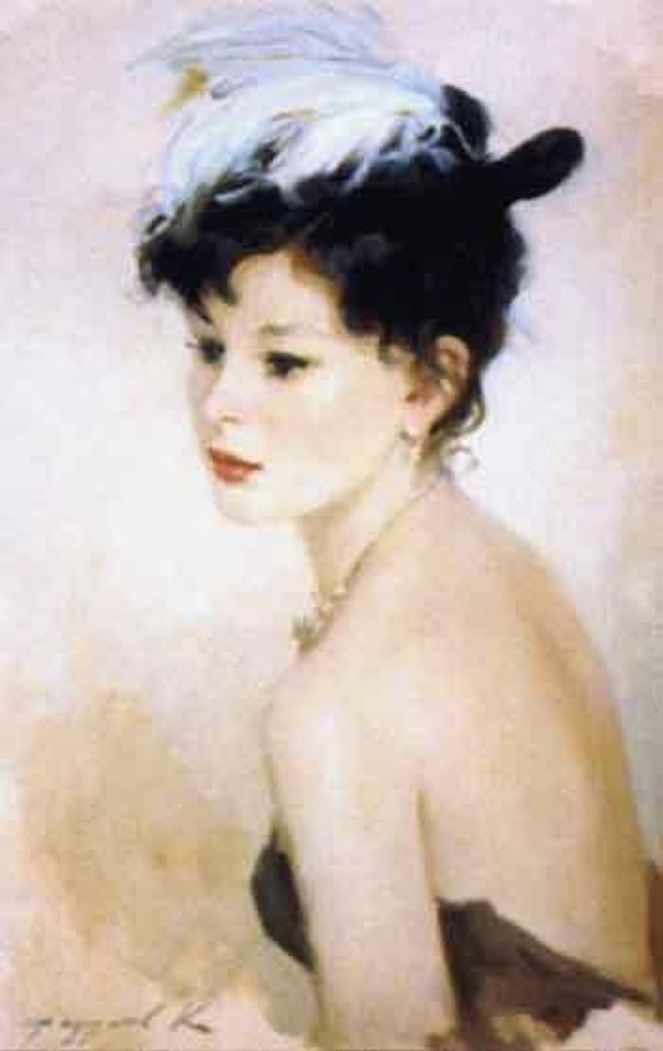 Portrait of a lady in the black hat by Constantin Razoumov