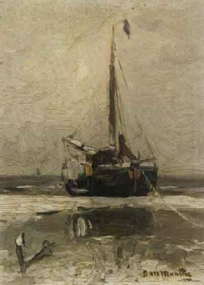 Boat on winter beach by Gerhard Arij Ludwig Morgenstjerne Munthe