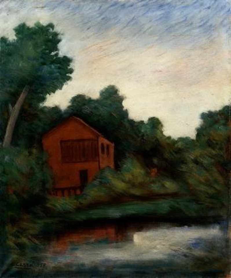 Red house by the stream by Carlo Carra