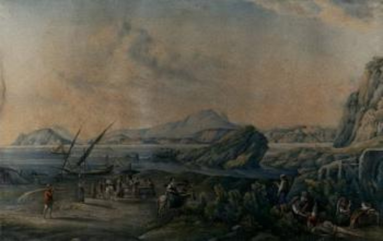 Peasants and fishermen in Pozzuoli Bay by Neapolitan School