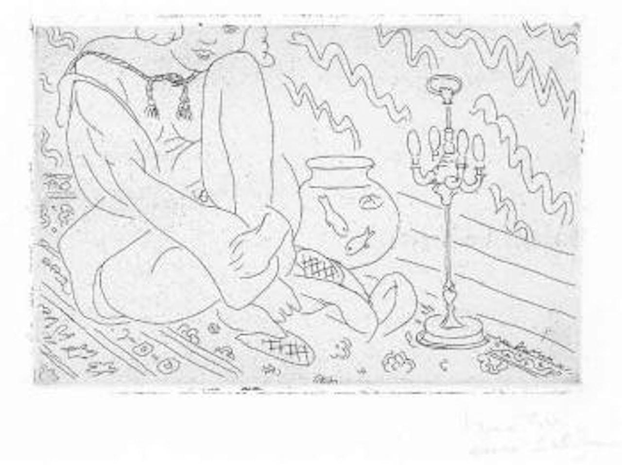 Figure au visage coupe assise dans un interieur by Henri Matisse