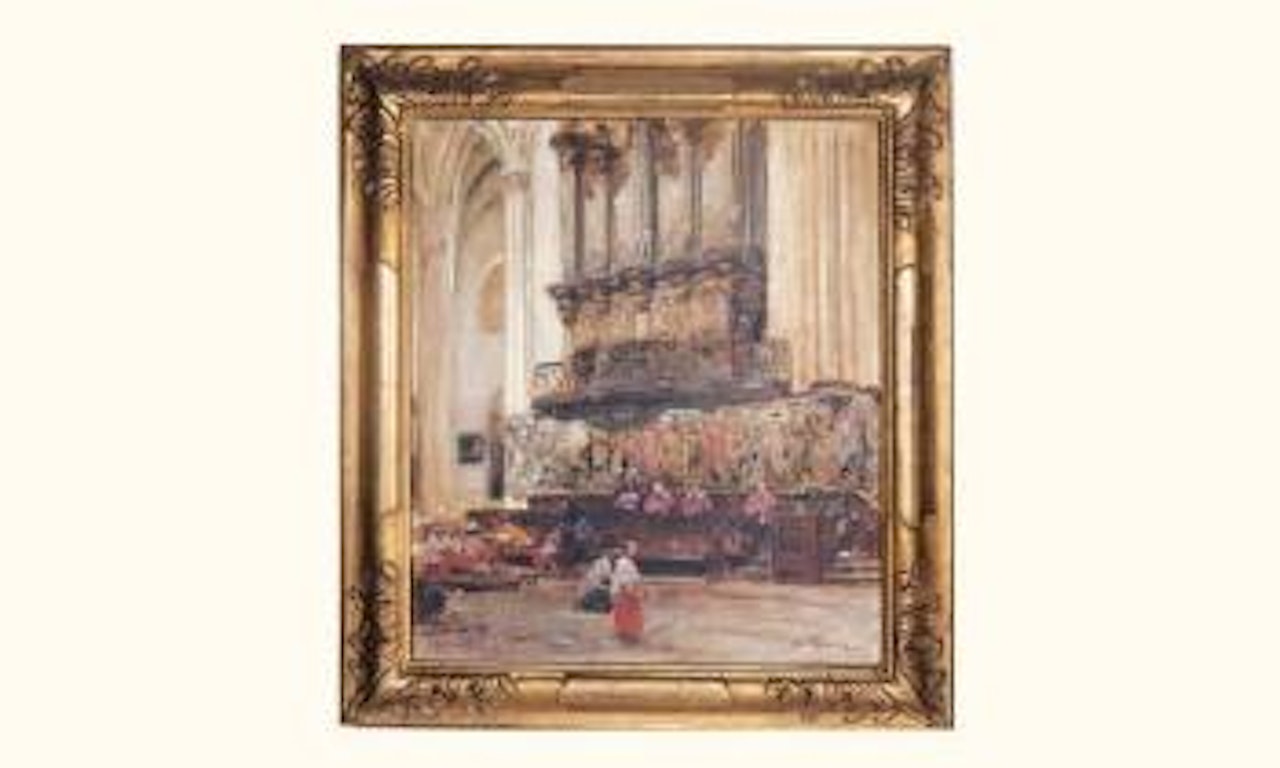 Assemblee ecclesiastique sous les grandes orgues de la basilique by Henri Émilien Rousseau