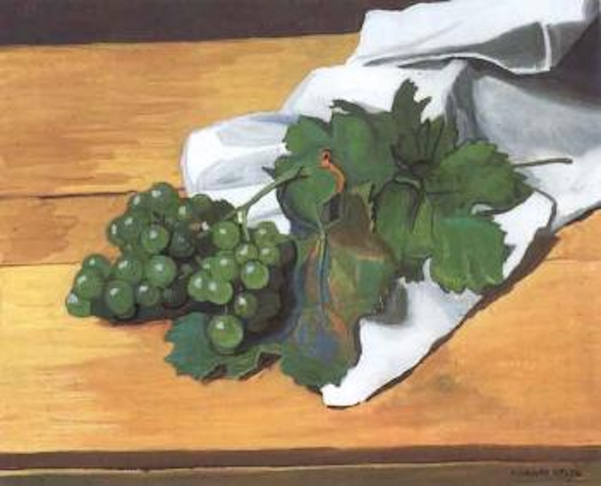 Nature morte, une grappe de raisin et des feuilles by Félix Vallotton