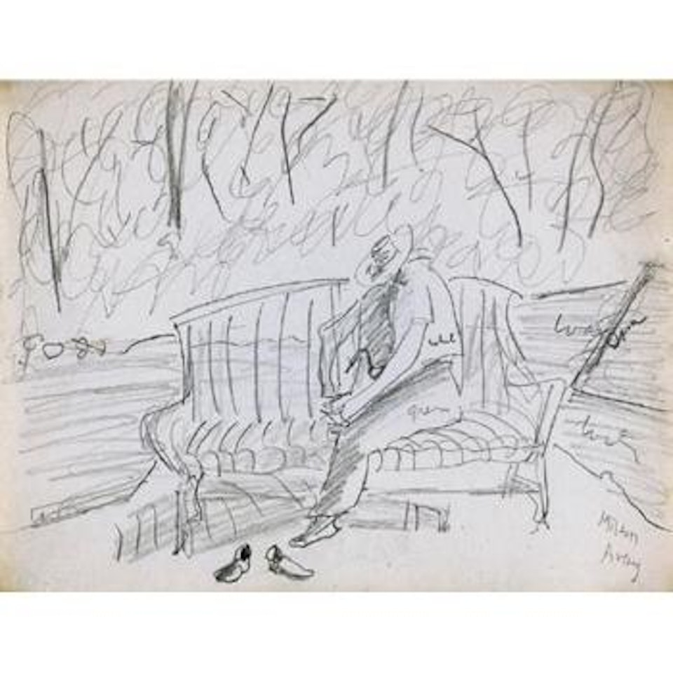 Man on a park bench by Milton Avery