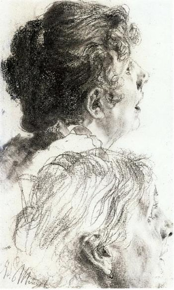 Two women's heads by Adolph Menzel