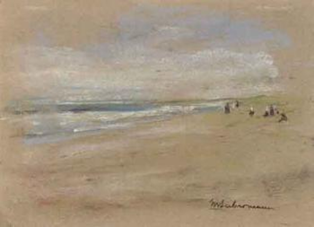 Extensive beach landscape with figures by Max Liebermann