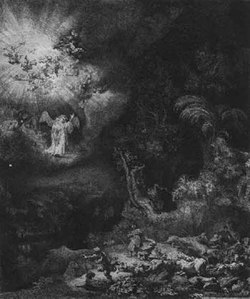 Proclamation to the shepherds by Attributed to Rembrandt Harmensz van Rijn