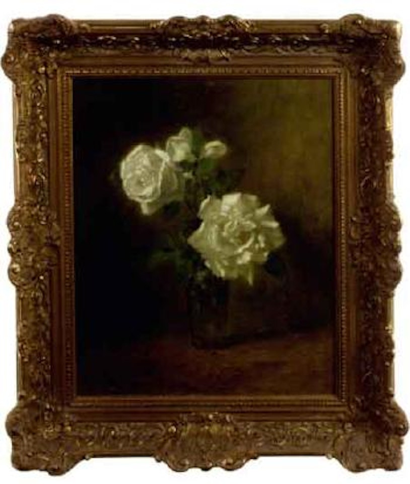 Still life of white roses by Hendrik Heyligers