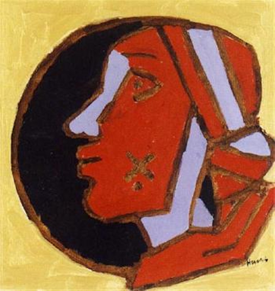 Woman's head by M.F. Husain