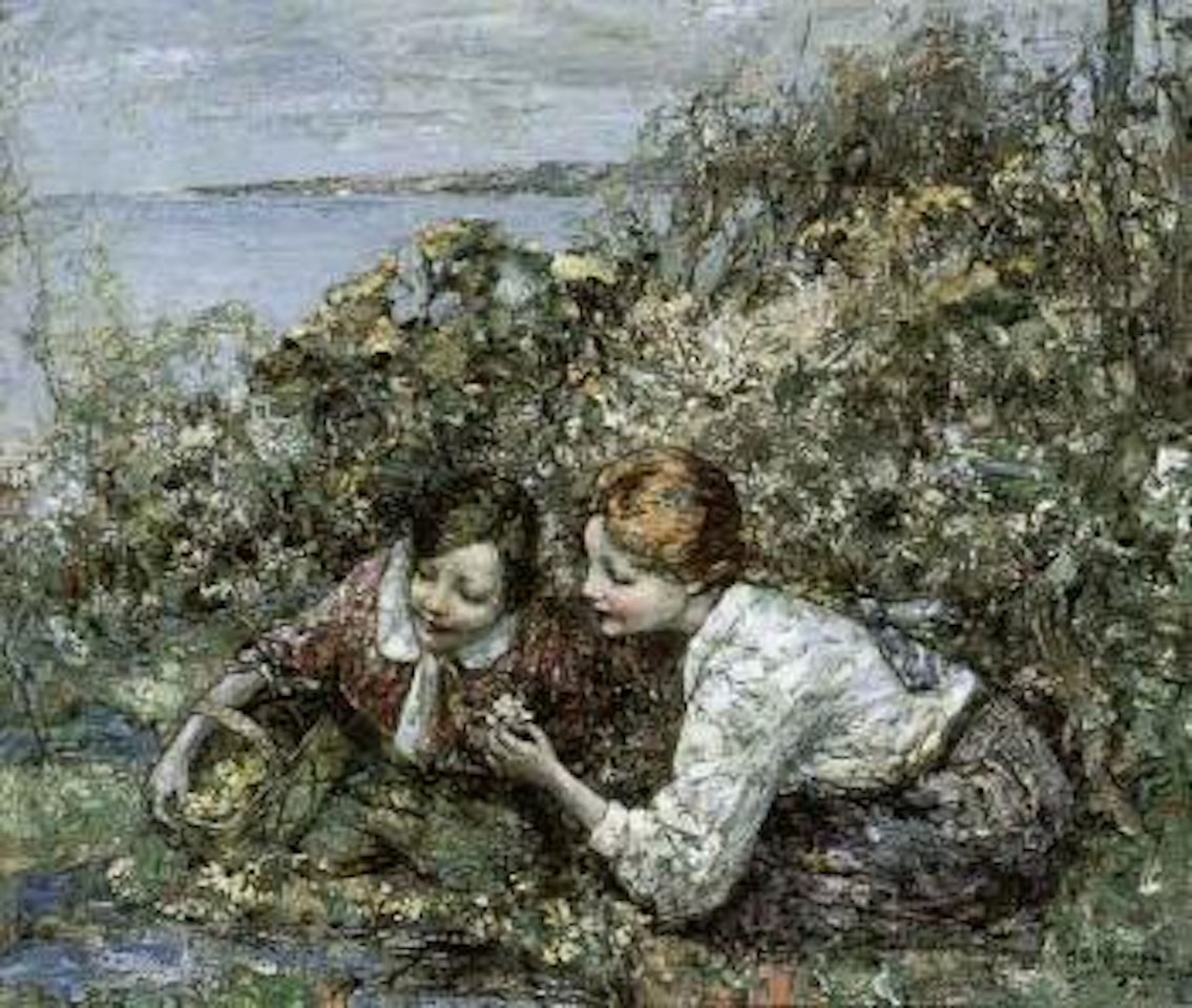 Picking primroses, Brighouse Bay by Edward Atkinson Hornel