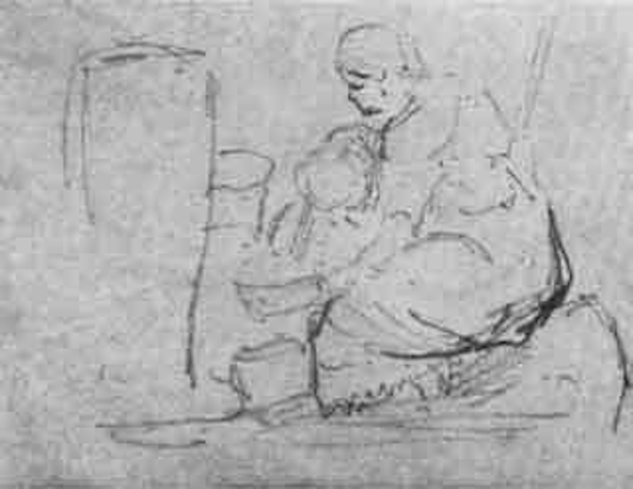 Crouching washerwoman by Camille Pissarro
