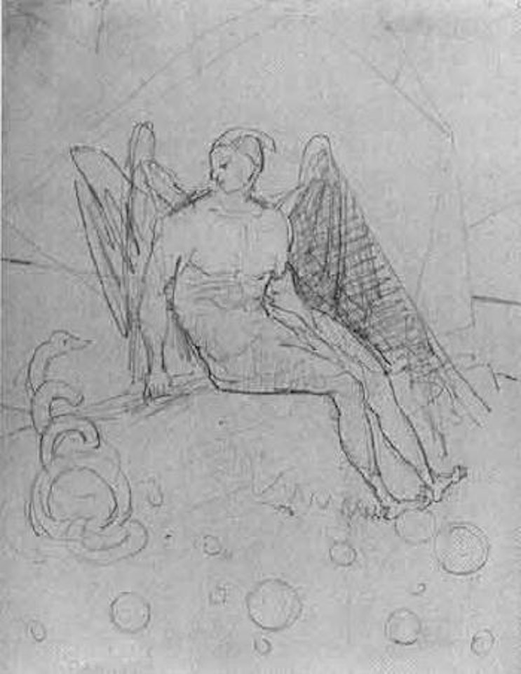 Harlequin. Homme aile au serpant by Odilon Redon