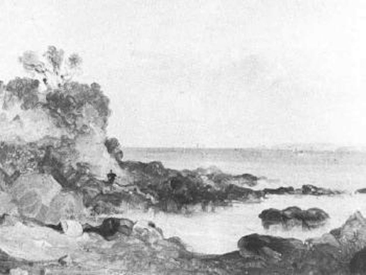 Figure on a rocky foreshore by George Chinnery