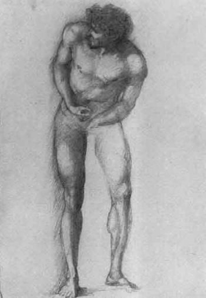 Study of male nude by Edward Coley Burne-Jones