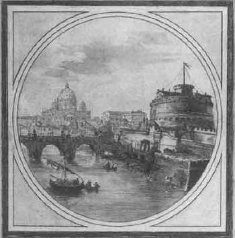 Boats on River Tiber before Bridge of St.Angelo and St.Peter's, Rome by Victor Jean Nicolle
