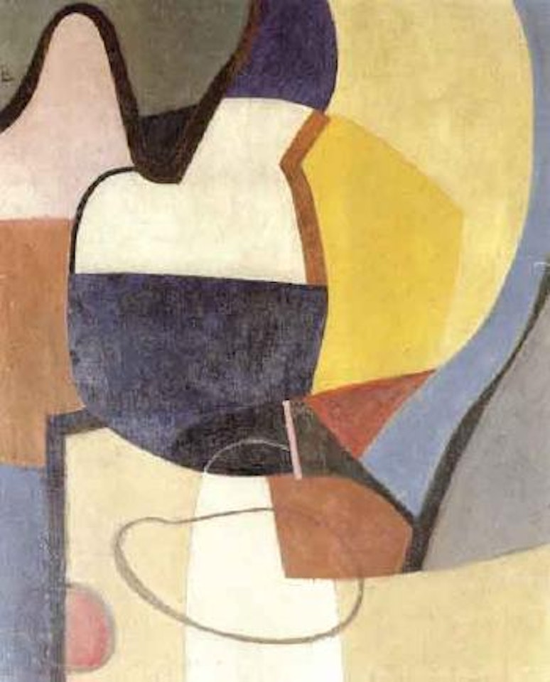 Still life on table top by Kurt Schwitters