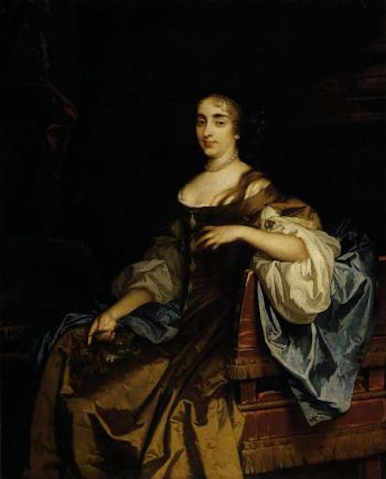 Portrait of lady seated holding branch of orange blossom by Sir Peter Lely