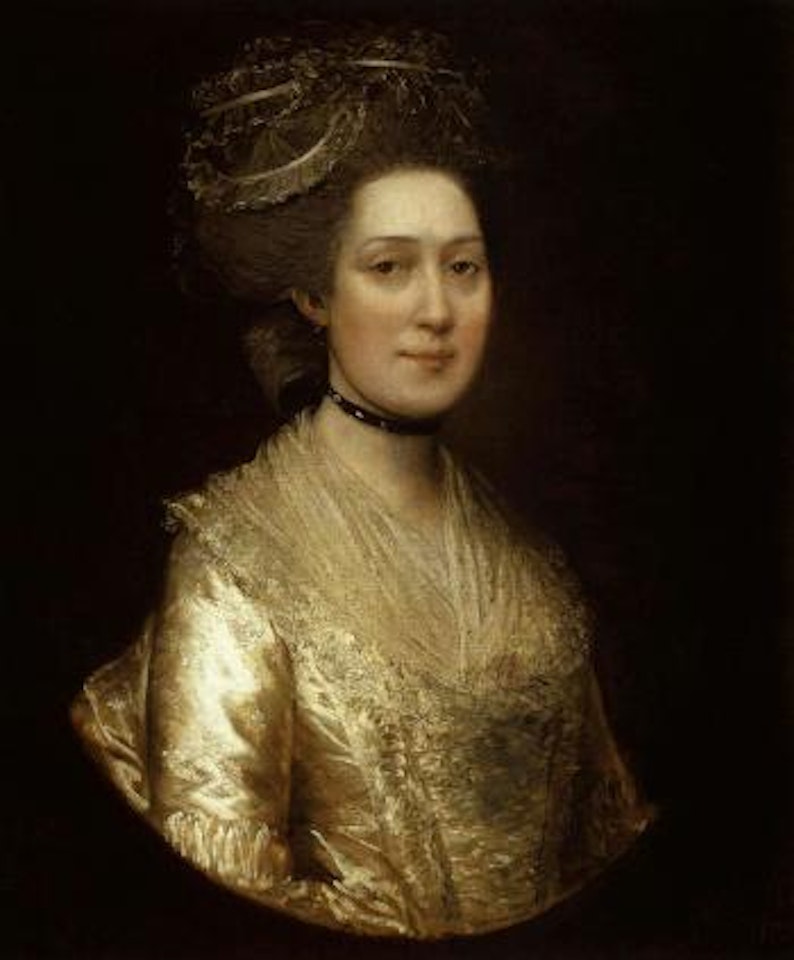 Portrait of Sarah Langston wearing lace dress and bonnet by Thomas Gainsborough