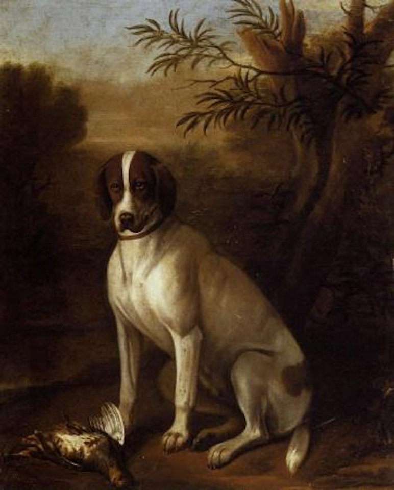 Hound in landscape with partridge by John Wootton