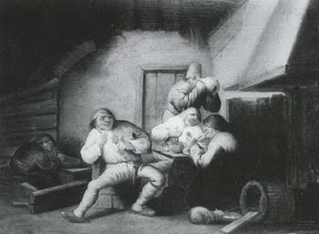 Peasants carousing in tavern by Adriaen van Ostade