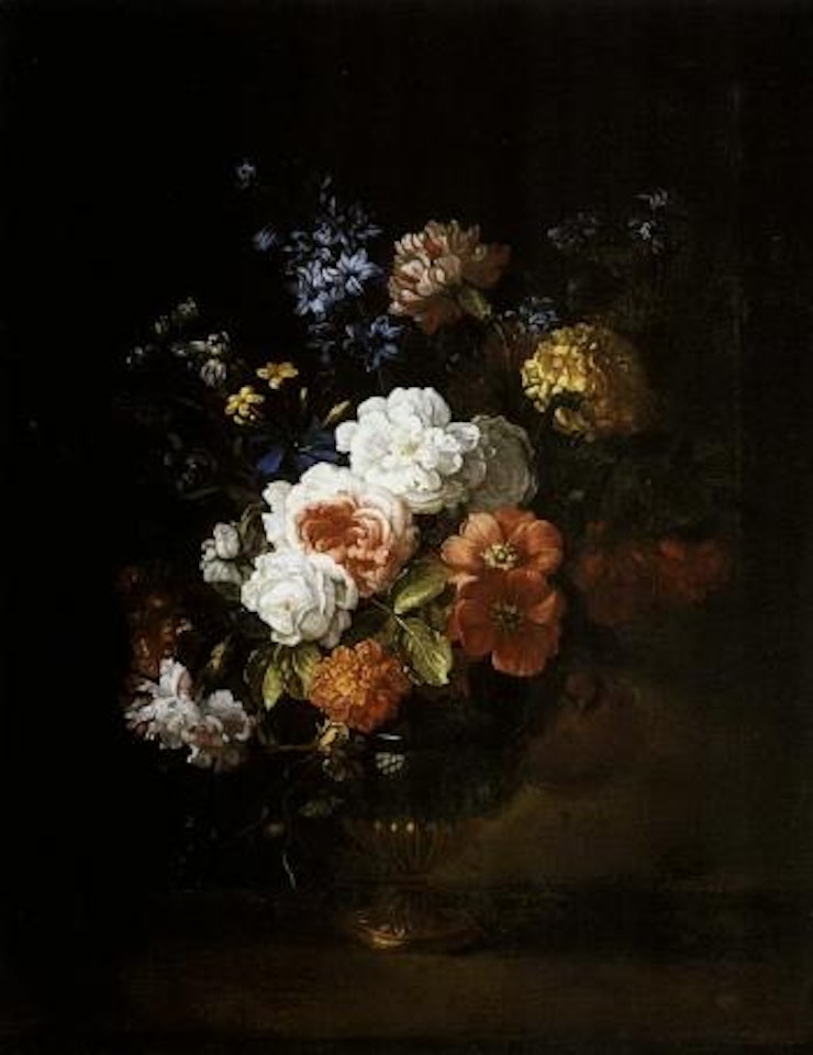 Still life of flowers in glass and gilt vase by Jean Baptiste Monnoyer