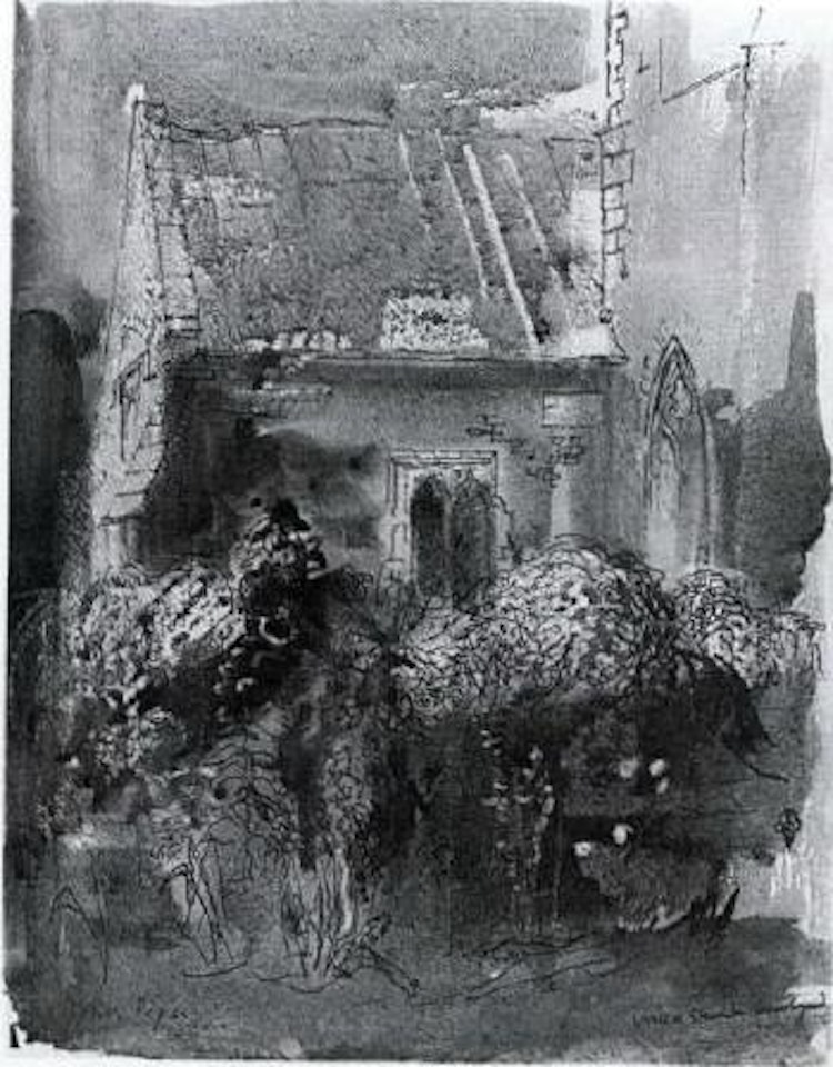 Wall of Steventon churchyard, Berkshire by John Piper